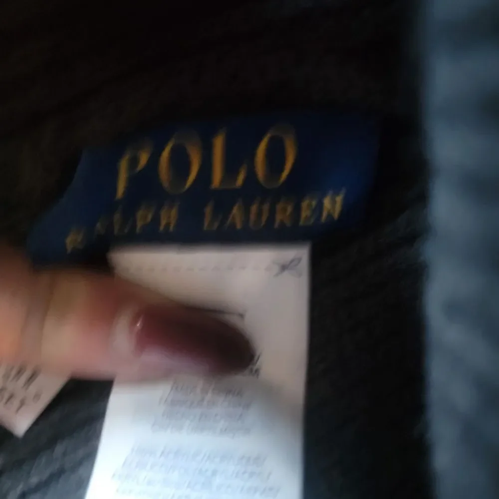 Polo Ralph Lauren Men's Grey & Navy Lambswool 2 Piece Set Hat & Scarf